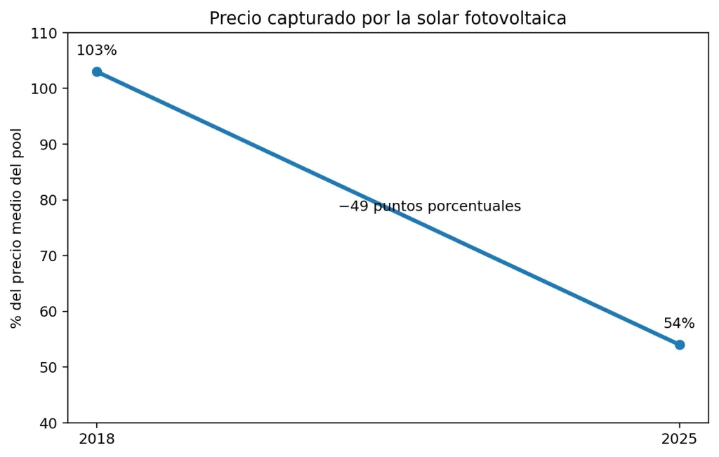 precio capturado por la solar fotovoltaica