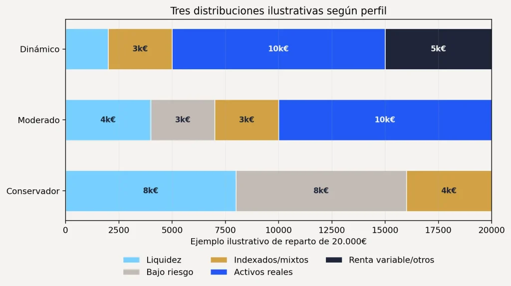 distribucion conservadora, moderada y dinamica de 20.000€